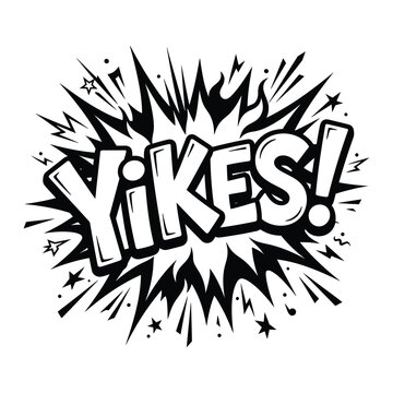YIKES comic book style bold typography explosion graphic