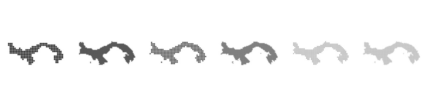 Dot mosaic Panama outline map set