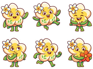 Obraz premium Cute Yellow Flower Character Collection with Various Happy Expressions and Poses for Children's Illustration and Mascot Design