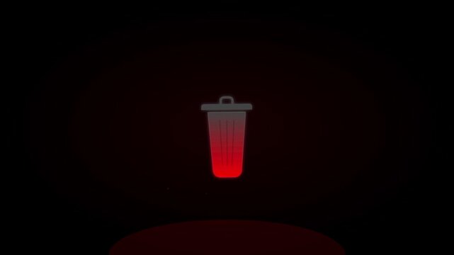 shaking trash delete icon grey black screen