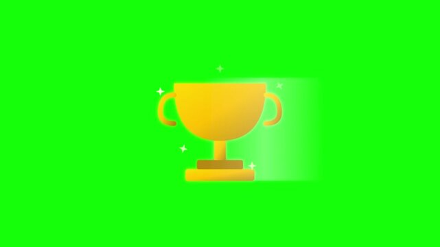 Shining Trophy Winner Award Icon On Green Screen