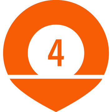 Number four badge for sequential instructions and workflow steps