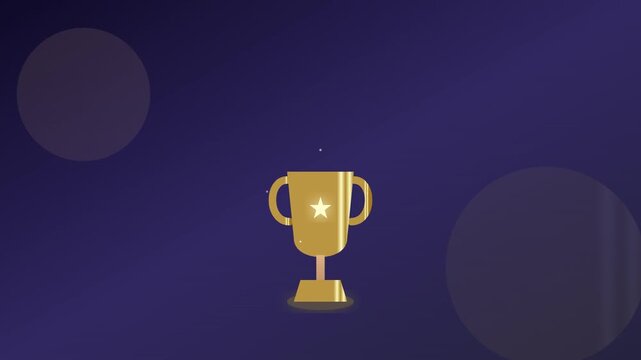 shining winner trophy vector icon motion animation