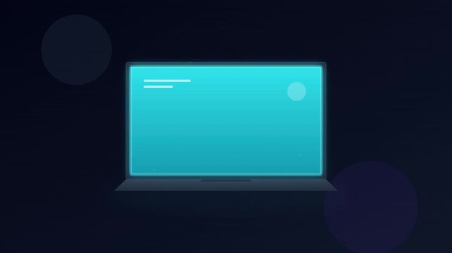 Sleek Dark Laptop Computer Tech Work Vector Animation
