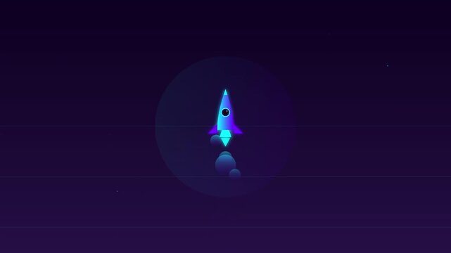 sleek rocket launch startup vector icon animation