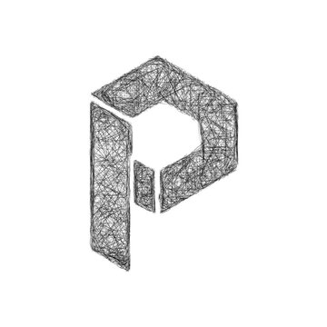 Black and white sketch letter P logo design
