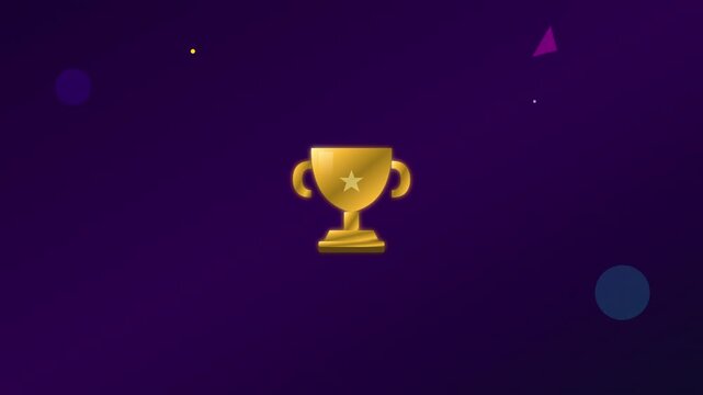 sliding yellow trophy cup victory vector loop