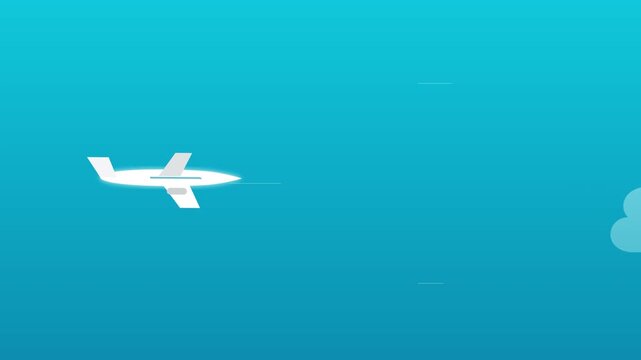 soaring airplane travel vector icon motion animation