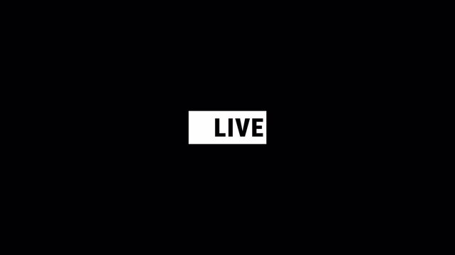 LIVE Button Animation with Transparent Background, Simple Live Streaming Indicator Icon, Red LIVE Status Symbol for Social Media, Online Broadcast and Video Content, 4K Alpha Channel