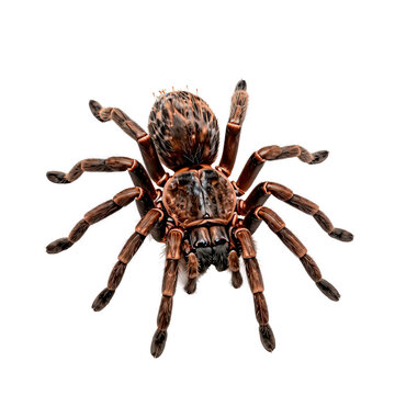 Detailed illustration of a brown tarantula spider with eight legs on a white background