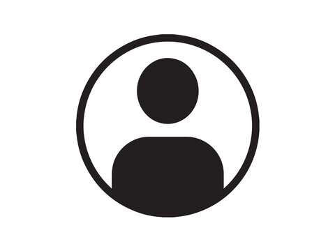 A simple black and white icon of a person's silhouette in a circle