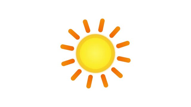 spinning sun weather icon on bright sky yellow