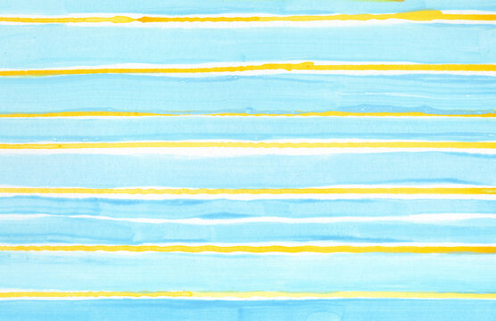 Light blue and yellow watercolor striped background with copy space