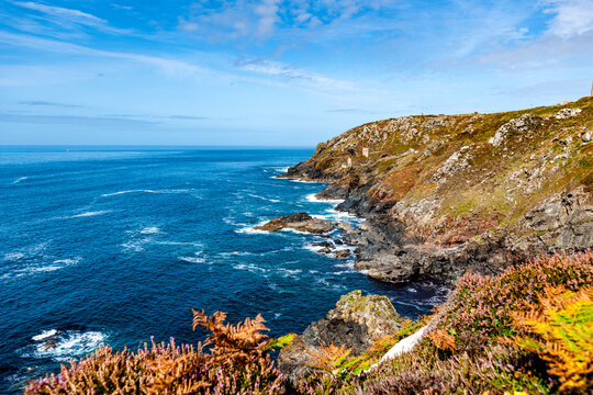The historic Botallack Mine sits on a steep cliff in West Cornwall