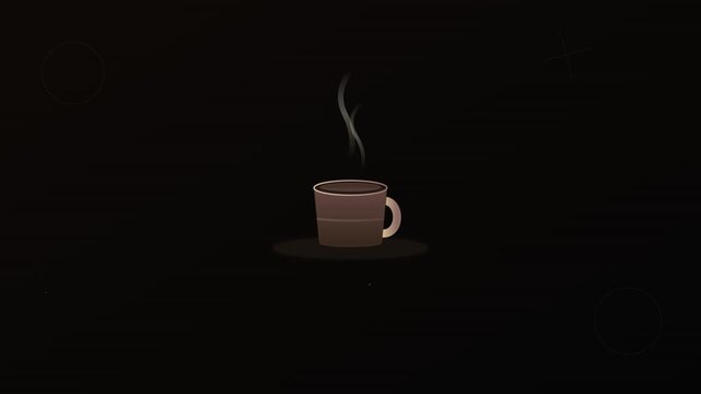 steaming coffee cup vector icon animation overlay