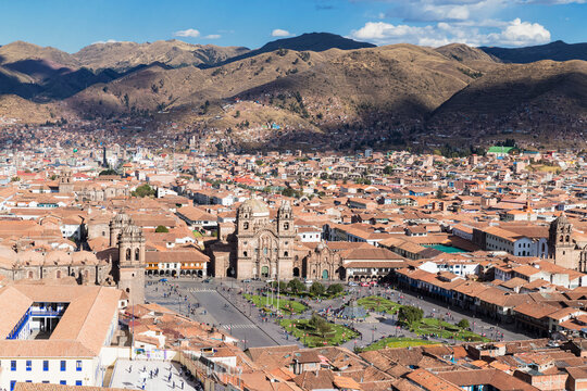 Peru, Andes, Cusco, cityscape as seen from San Cristobal church