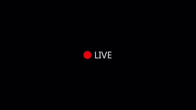 LIVE Button Animation with Transparent Background, Simple Live Streaming Indicator Icon, Red LIVE Status Symbol for Social Media, Online Broadcast and Video Content, 4K Alpha Channel