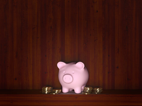 Piggy bank and coins symbolizing saving and financial stability