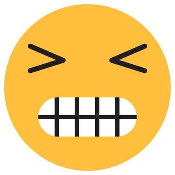Unimpressed yellow emoji with raised eyebrow and straight mouth, skeptical reaction face for doubt, indifference, messaging, social media and digital communication