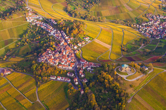 Germany, Baden-Wuerttemberg, Stuttgart, aerial view of burial chapel on Wuerttemberg