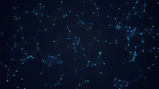 Seamless loop of a pure, glowing futuristic artificial neural network with plexus connections. High quality 4K resolution focusing entirely on data nodes and digital synapses for AI and tech presentat