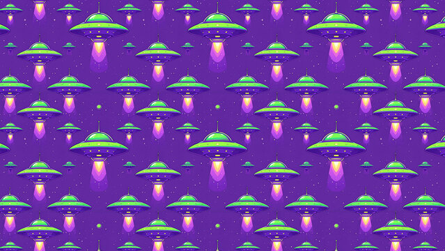 Alien invasion pattern, retro style illustration