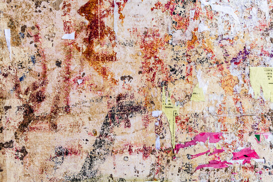 Spain, Granada, Crumbled hoarding, close up