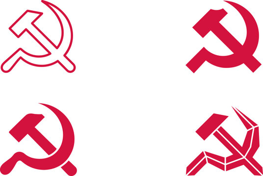 Red Soviet Hammer and Sickle Symbol Variations