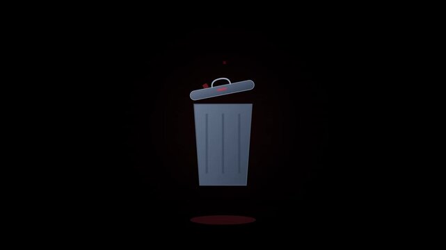 Trash Can Delete Recycle Icon On Black Screen
