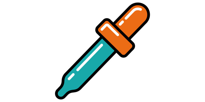 Medical dropper with orange handle and teal blue tube for dispensing liquids or medicine.