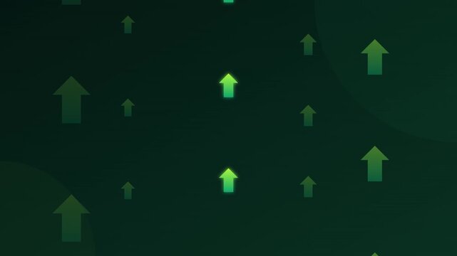 upward arrow growth animation vibrant green and emerald
