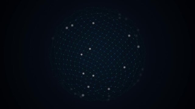 Seamless loop of an abstract global network with glowing plexus particles forming the curvature of the Earth. High quality 4K resolution representing the Internet of Things (IoT), international logist