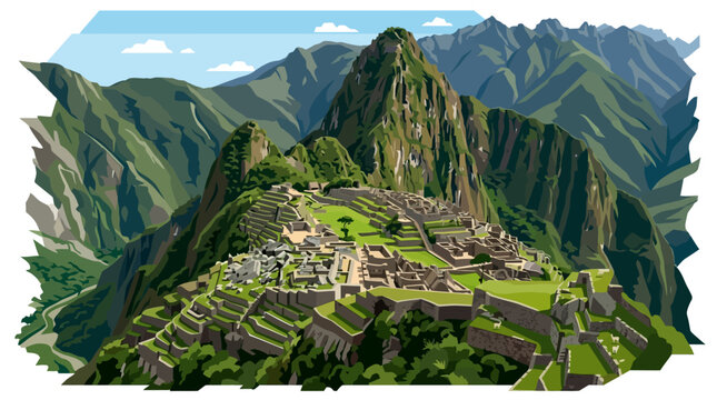 Machu Picchu mountain illustration concept vector illustration for creative projects and modern business isolated background element