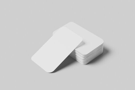 Blank Round Edges Business Card Stack Mockups