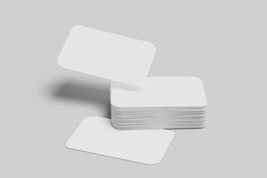 Blank Round Edges Business Card Stack Mockups