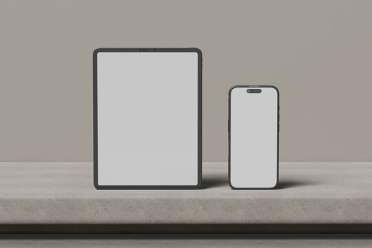Blank Tablet And Smartphone Mockup