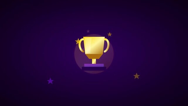 Vibrant Purple Trophy Winner Success Award Vector Animation
