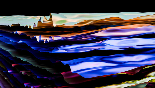 Abstract digital art with colorful fluid waves and layered textures