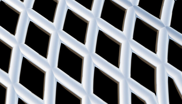 White geometric lattice pattern with diagonal crisscross shapes