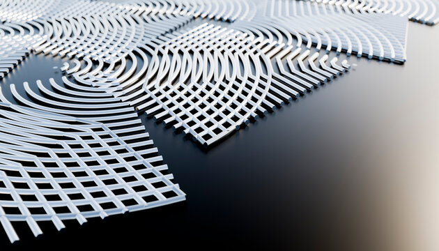 White plastic grids arranged