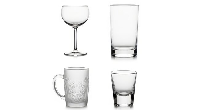 Elegant glassware set featuring four distinct drinkware styles