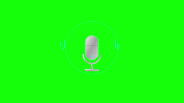 vibrating silver microphone audio record icon animation