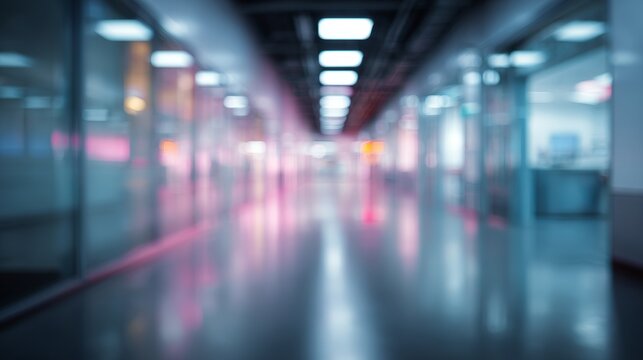 Blurred modern subway tunnel showing bright lights and reflections, conveying a sense of movement and urban transit