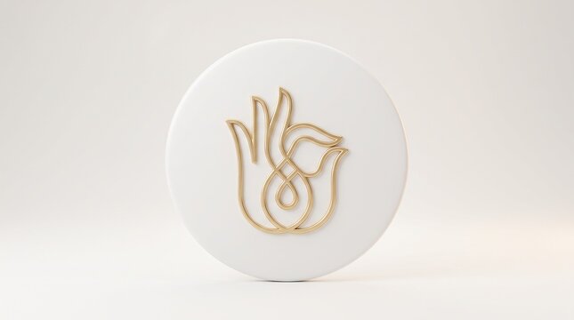 Minimalist Gold Apsara Emblem on White Background