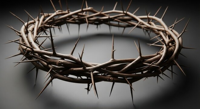 Intricate thorn crown depicted in high-contrast black and white
