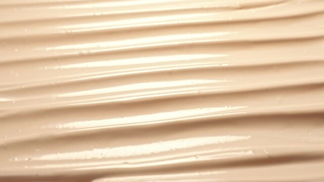 Smooth Liquid Foundation Concealer Cream Texture Macro Close Up Wavy Ridges Pattern Nude Beige Makeup Cosmetic Abstract Background