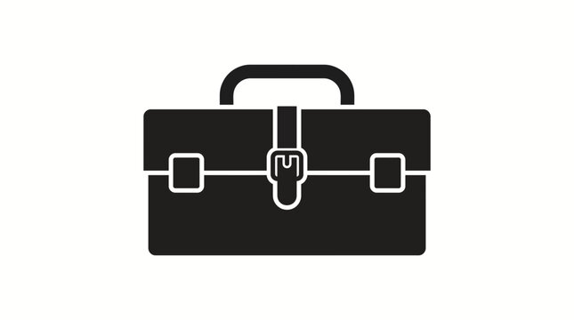 Minimalist black toolbox icon with handle and latch on white background