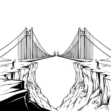 Suspension bridge over deep canyon