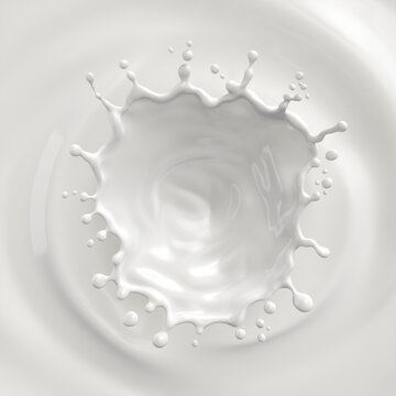 Splash of milk or cream isolated on white background 3d illustration.