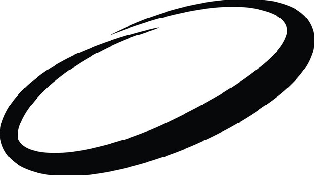 Abstract swooping brushstroke design element with dynamic oval curve, modern minimal black shape, creative motion symbol for artistic decoration